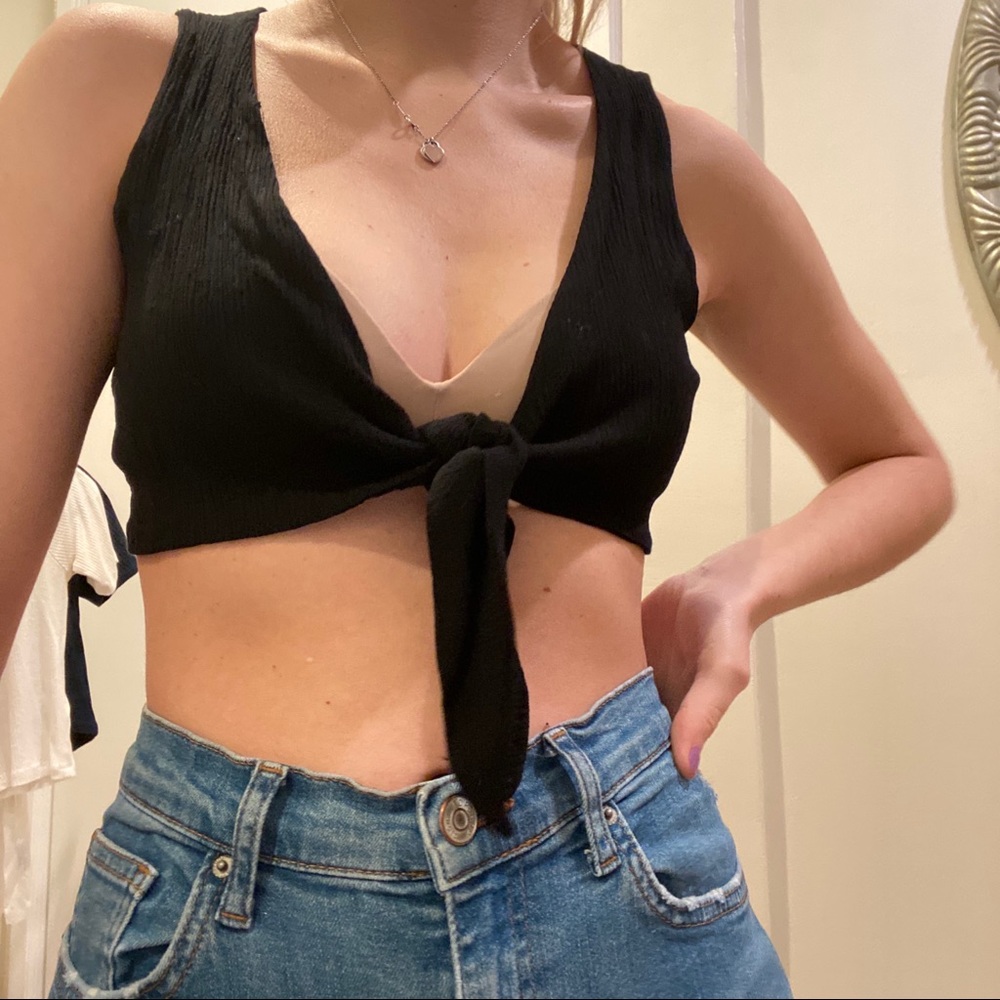 black crop top with knot